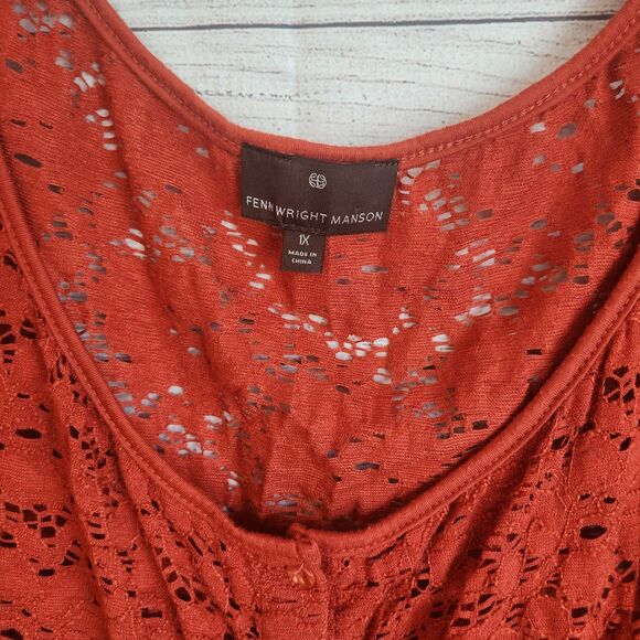 Fenn Wright Manson Womans Dark Orange Long Sleeve Layer Size 1X Boho - Picture 4 of 7